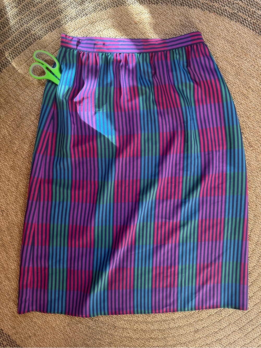 Vintage 1980s Jewel Tone plaid Midi Skirt High Waist A-Line Multi Color 8 - Picture 5 of 7